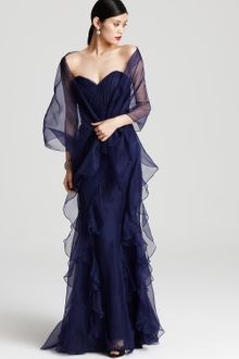 Badgley Mischka Gown Organza Strapless Gown - Lyst
