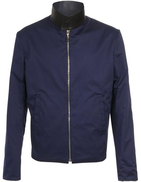 Balenciaga Reversible Cotton Blouson with Leather Collar in Blue for Men (black navy) - Lyst