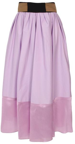 Balenciaga Long Cotton Poplin Silk Shantung and Crepe Skirt - Lyst