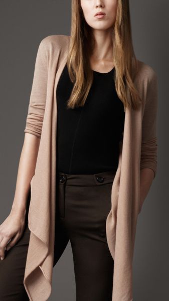 Burberry Fine Knit Flowing Cardigan in Beige (nude) - Lyst