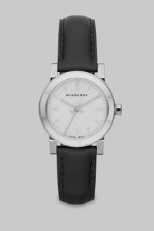 Burberry Check Stamped Stainless Steel Leather Strap Watch - Lyst