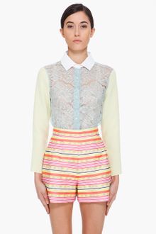 Carven Mint Silk Sleeve Lace Blouse - Lyst