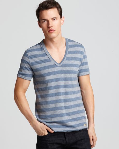 Converse Black Canvas Shortsleeve Striped V Neck Tee in Blue for Men (china blue) - Lyst