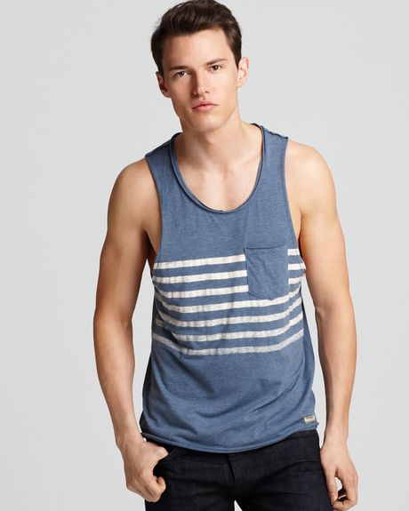 Converse Black Canvas Stripe Tank in Blue for Men (china blue) - Lyst