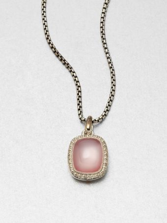  Diamond Accented Pink Motherofpearl Pendant Necklace 