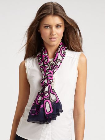 Diane Von Furstenberg Printed Silk Chiffon Scarf - Lyst