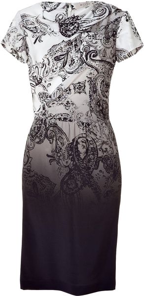  Ivoryblack Paisley Print Silk Dress 