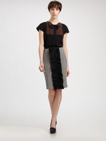 Fendi Bicolor Bowtie Blouse in Black - Lyst