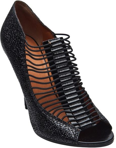 Givenchy Textured Peep Toe in Black - Lyst