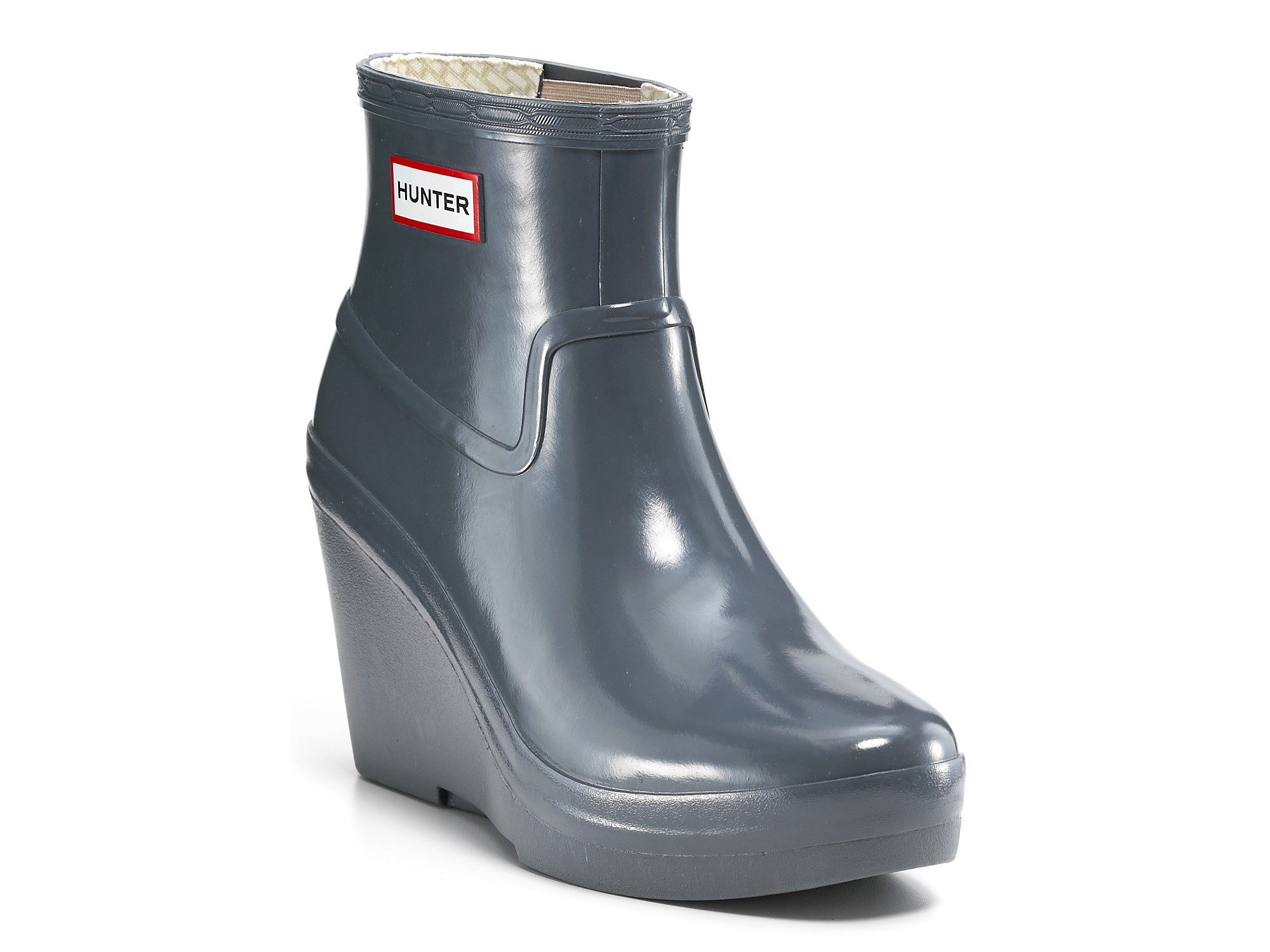 Hunter Rain Boots Aston Gloss Wedge in Gray (black) | Lyst