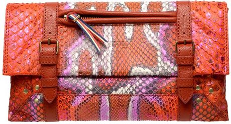 Jérôme Dreyfuss Leon Metallic Python Clutch in Pink - Lyst