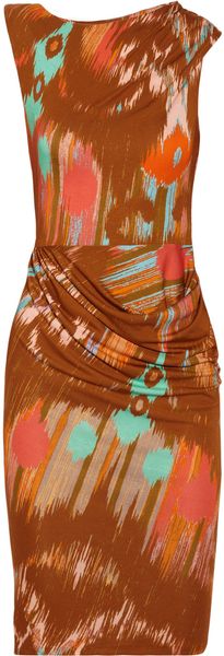 Matthew Williamson Draped Printed Stretch-Jersey Dress - Lyst