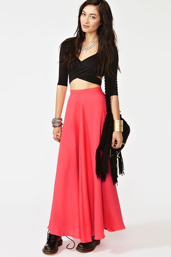 Nasty Gal Neon Silk Maxi Skirt - Lyst