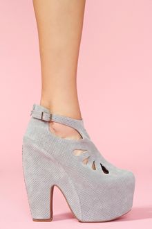 Nasty Gal Cuffed Cutout Platform Perforated Gray - Lyst