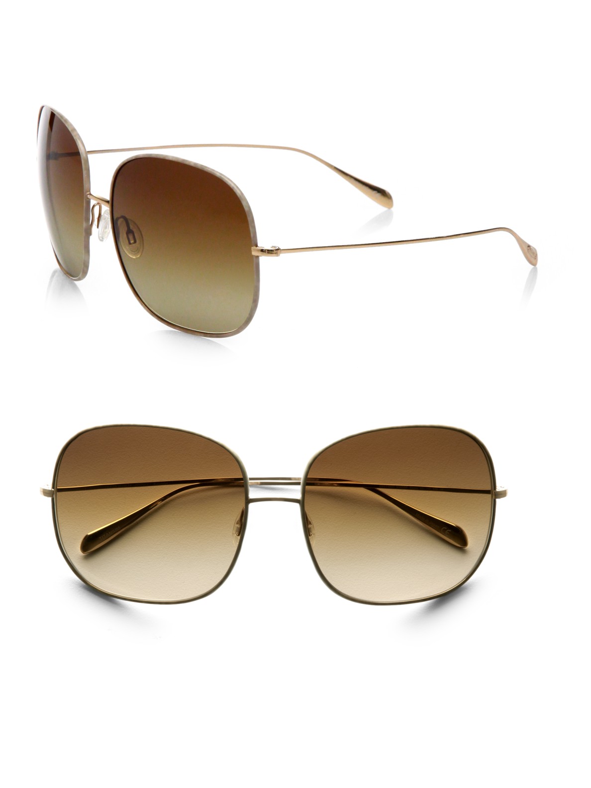 Oliver Peoples Daisy Titanium Aviator Sunglasses in Gold Lyst