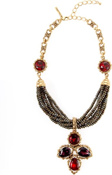 Oscar De La Renta Stone Cluster and Beaded Necklace in Multicolor (purple) - Lyst