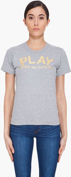 Play Comme Des Garçons Grey Foil Print T-shirt - Lyst