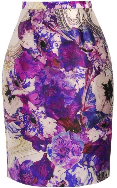Prabal Gurung Exclusive Printed Woolsilk Pencil Skirt in Purple (purple multi) - Lyst