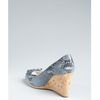 Prada Prada Sport Dusty Blue Snakeskin Peep Toe Cork Wedges in Blue - Lyst