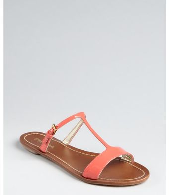  Coral Patent Leather Slip On Sandals 