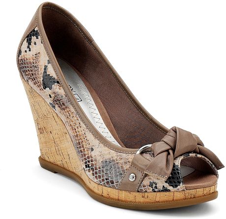 Sperry Top-sider Wedges Silverside Peeptoe Cork in Beige (natural snake) - Lyst