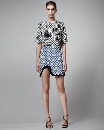  Mixed-print Shift Dress 