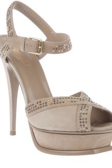 Yves Saint Laurent Studded Peep Toe Sandal - Lyst