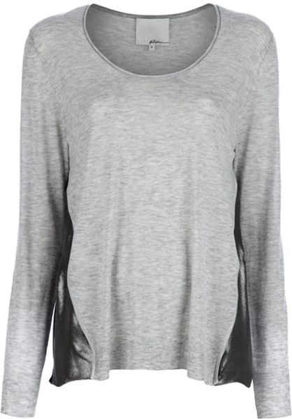 3.1 Phillip Lim Metallic Insert Top in Gray (grey) - Lyst
