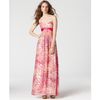 Bcbgmaxazria Strapless Pleated Empire Waist Printed Metallic Maxi in Pink - Lyst