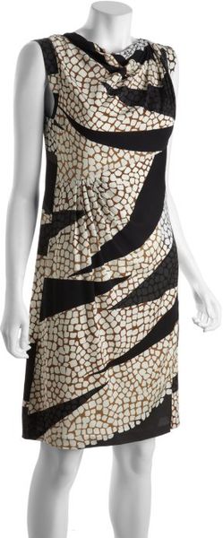 Diane Von Furstenberg Crackle Landscape Stretch Silk Mattie Dress in Brown - Lyst