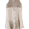 Elizabeth And James Sleeveless Silk Blouse in Beige - Lyst