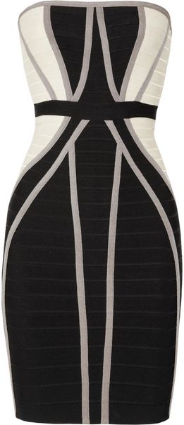 Hervé Léger Strapless Paneled Bandage Dress - Lyst