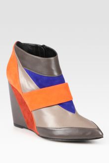 Pierre Hardy Colorblock Leather and Suede Wedge Ankle Boots - Lyst