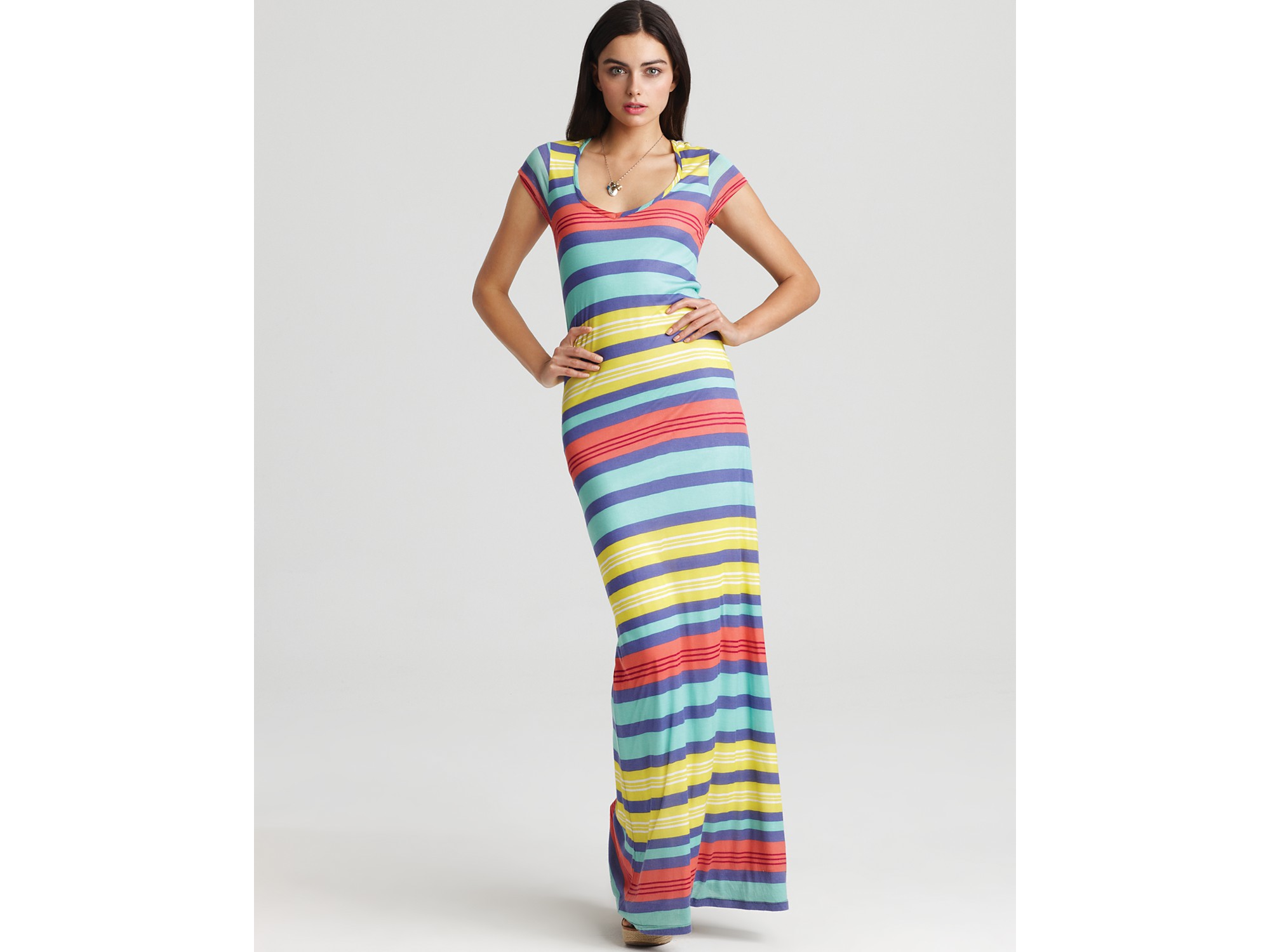Splendid Dress Beach Towel Stripe Maxi Dress in Multicolor (malibu) Lyst