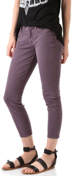 7 For All Mankind Cropped Skinny Jeans in Pink - Lyst