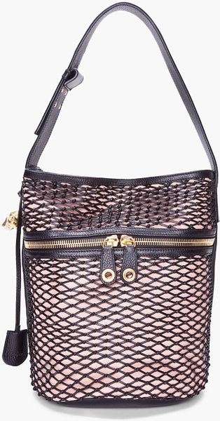 Alexander Mcqueen Black Nude Net Bucket Bag in Black - Lyst