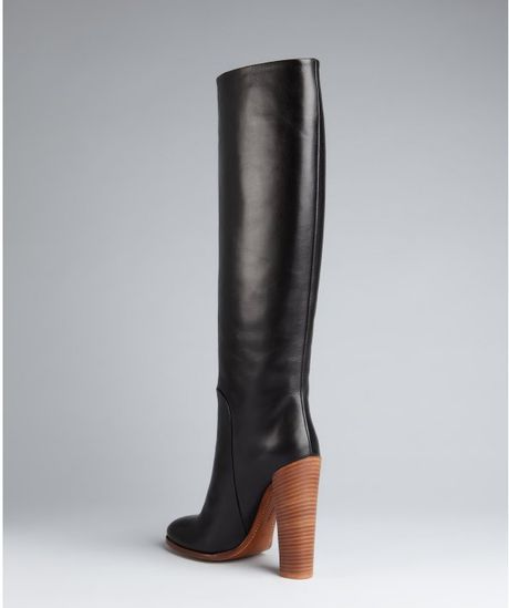 black stacked heel boot