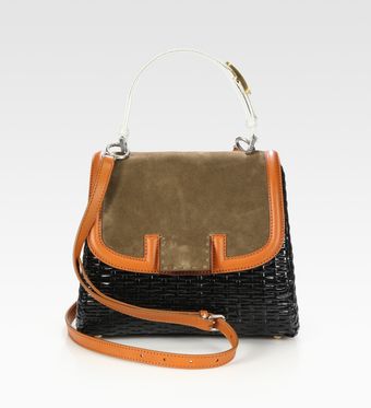  Silvana Raffia Suede Leather Bag 