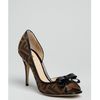 Fendi Tobacco Zucca Canvas Bow Peep Toe Pumps in Brown (tobacco) - Lyst