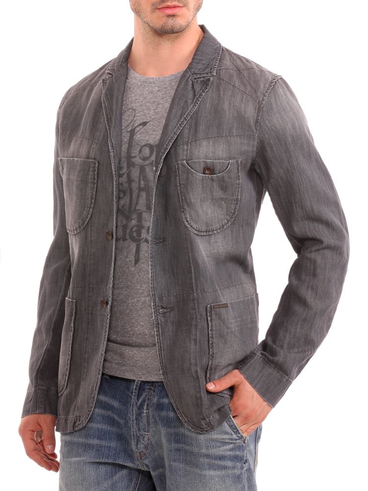 guess destroyed linen blazer in gray for grey lyst guess destroyed linen blazer in gray for grey lyst