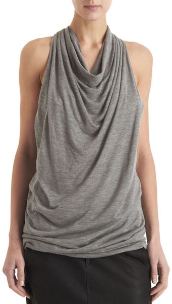 Helmut Lang Drape Front Tank in Gray (grey) - Lyst