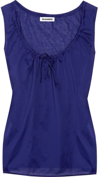Jil Sander Drawstring Cotton Top in Blue - Lyst