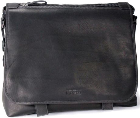 kenneth cole black leather messenger bag