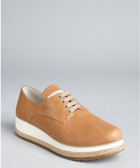 Prada Prada Sport Natural Leather Jute Trimmed Loafers in Brown (natural) - Lyst