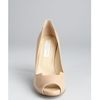 Stella Mccartney Brown Sugar Faux Patent Leather Peep Toe Platform Heels in Beige (brown) - Lyst