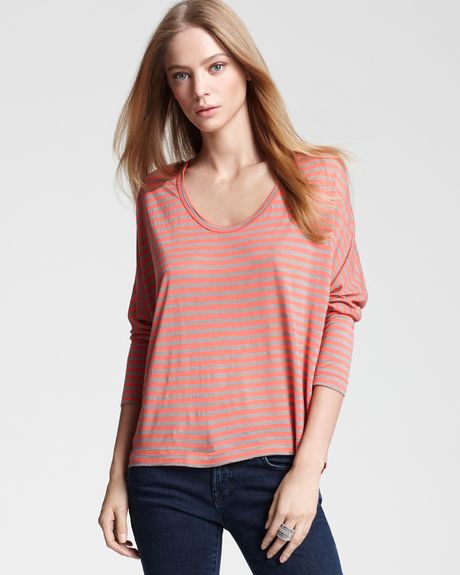 Bcbgmaxazria Top Willa Striped in Pink (coral reef moss combo) - Lyst