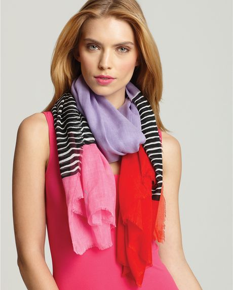 Diane Von Furstenberg Linscape Colorblock Scarf in Purple (linescape purple) - Lyst
