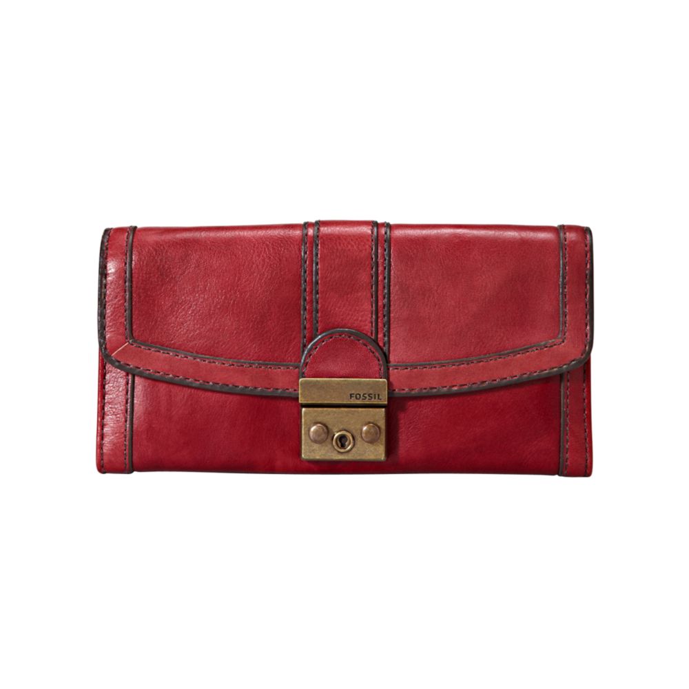 Fossil Vintage Reissue Flap Clutch Wallet in Red | Lyst