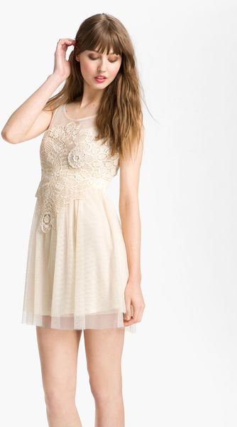 Free People Romantic Crochet Mesh Dress - Lyst