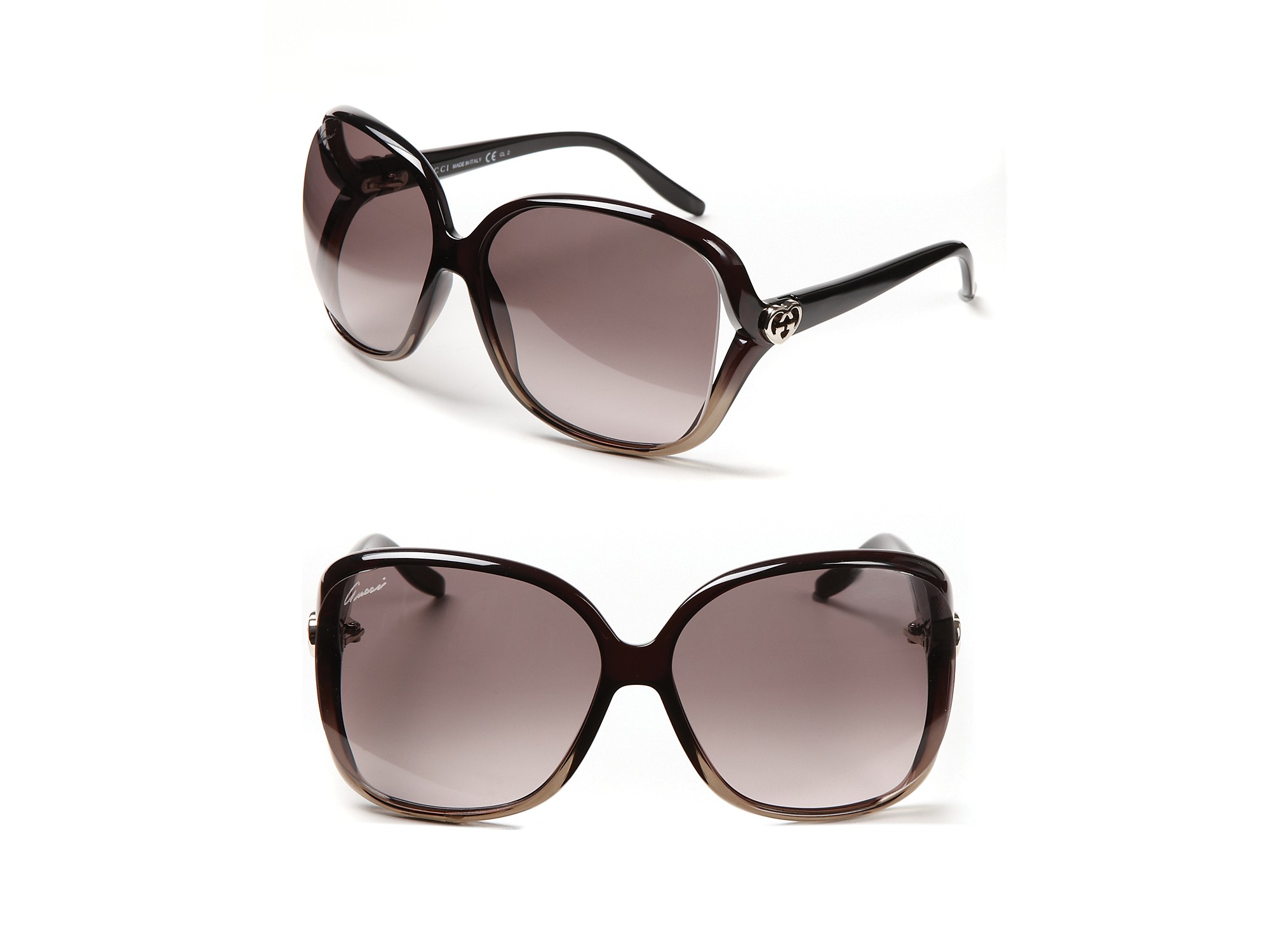 Gucci Oversize Square Frame Sunglasses with Open Sides in Black (black